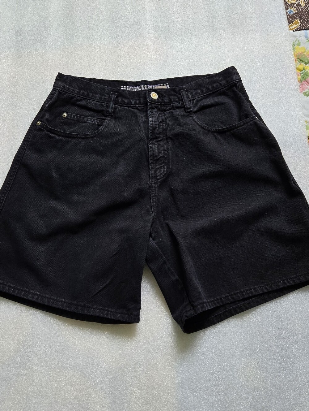 Vintage Black Denim Shorts Women's Large 90s Shorts Black Jean Shorts